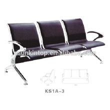 Cadeira de aeroporto com três assentos, apoios de braços e pernas de alumínio, design de assento em couro Pu (KS1A-3)